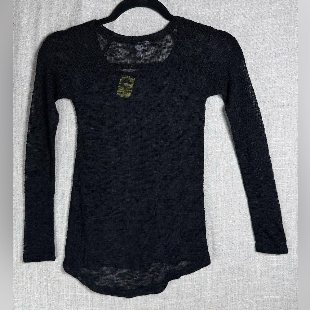 Essentials by Full Tilt Black Long Sleeve Burnout Top - Picture 3 of 6